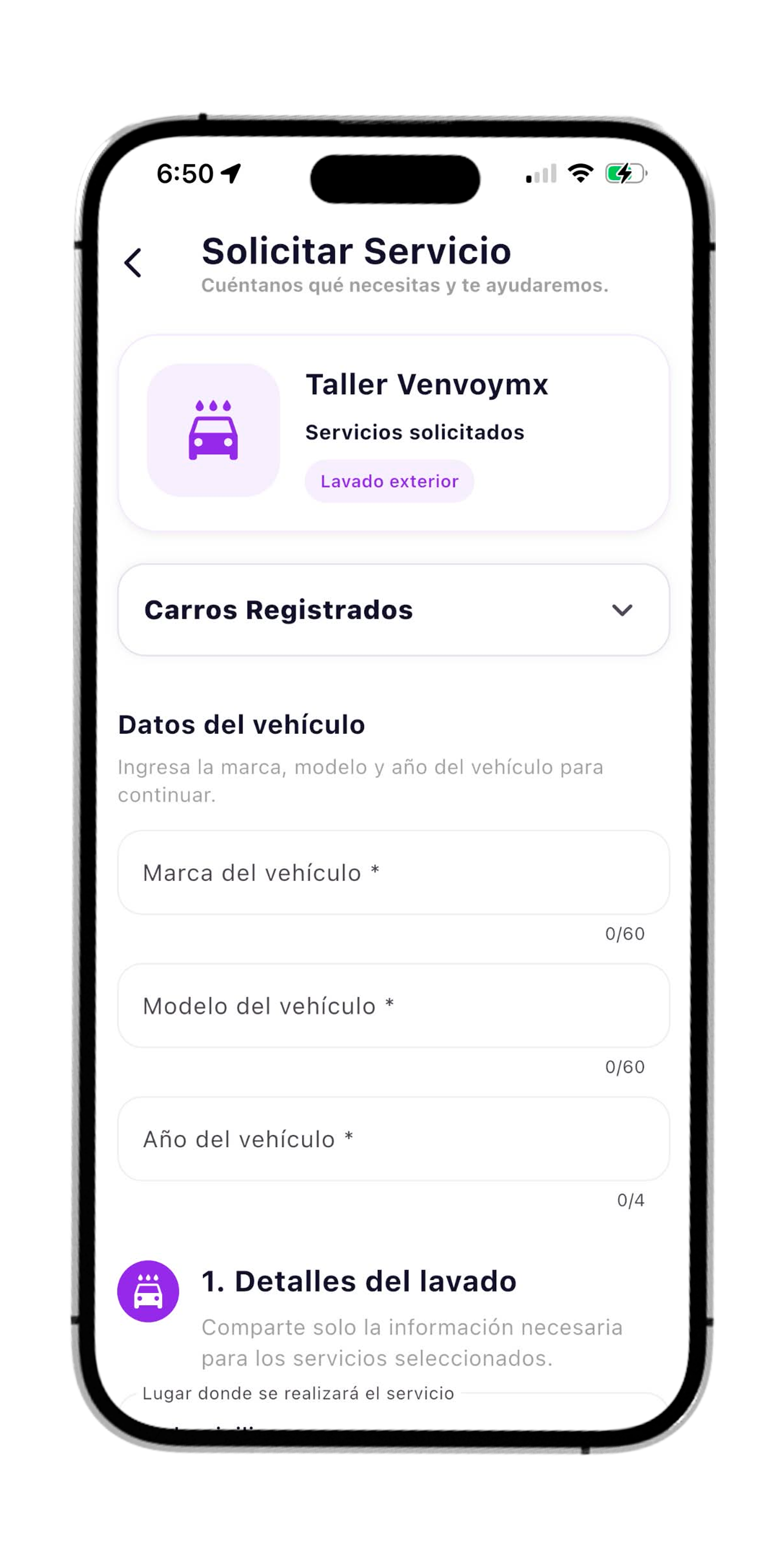 Ejemplo del paso 4 en venVoy para clientes