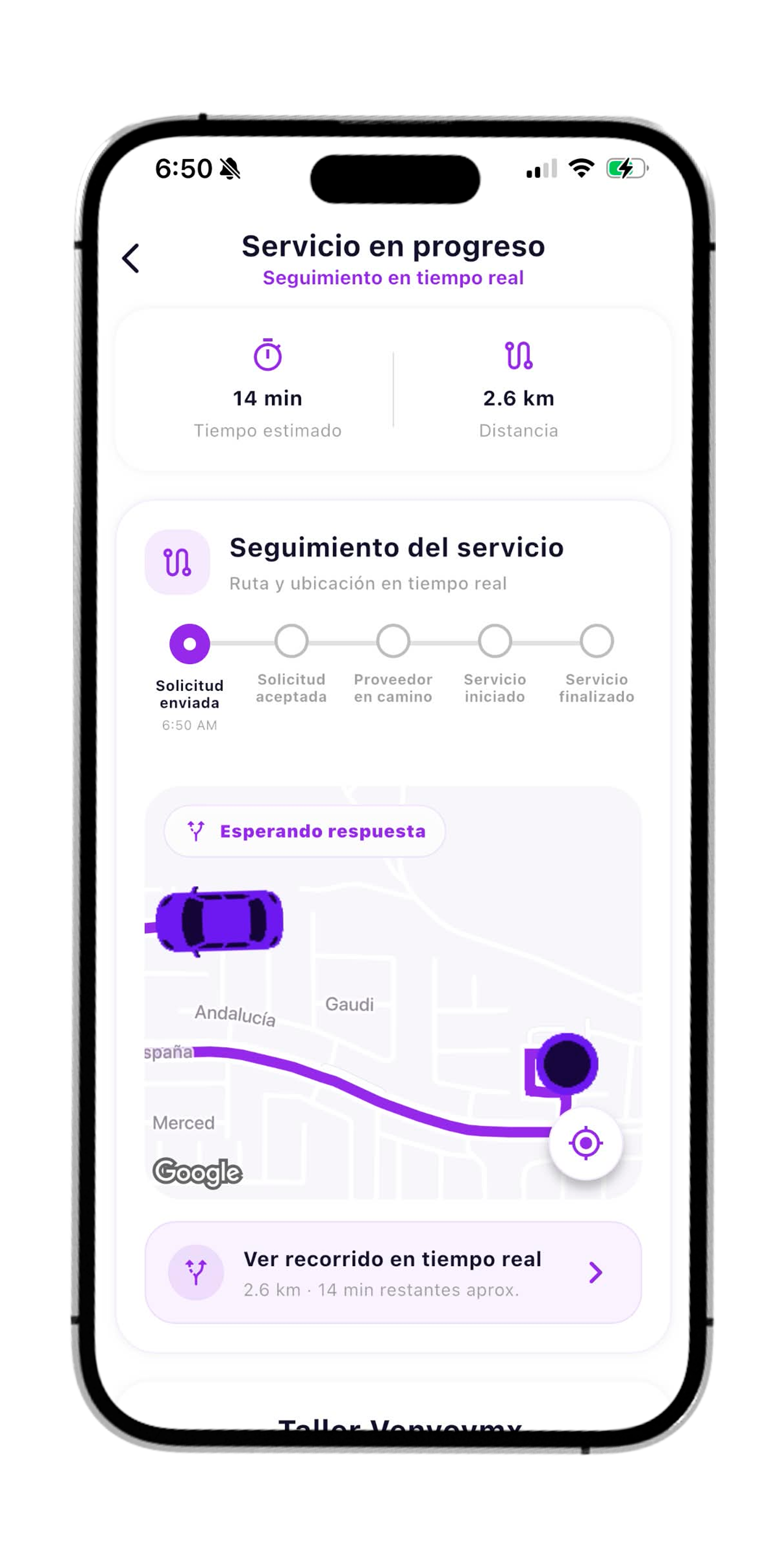 Ejemplo del paso 5 en venVoy para clientes