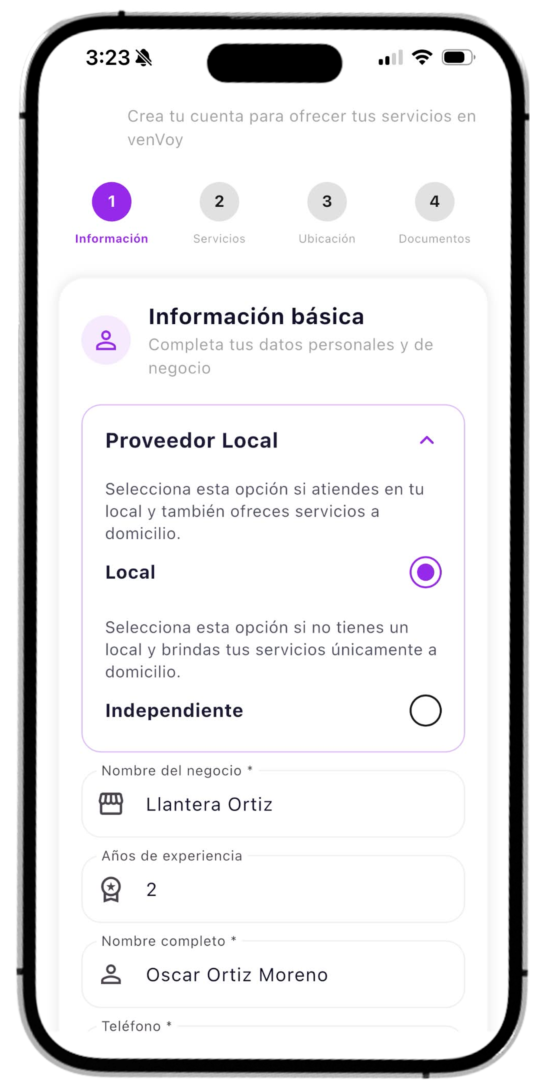 Registro e información básica para proveedores en venVoy