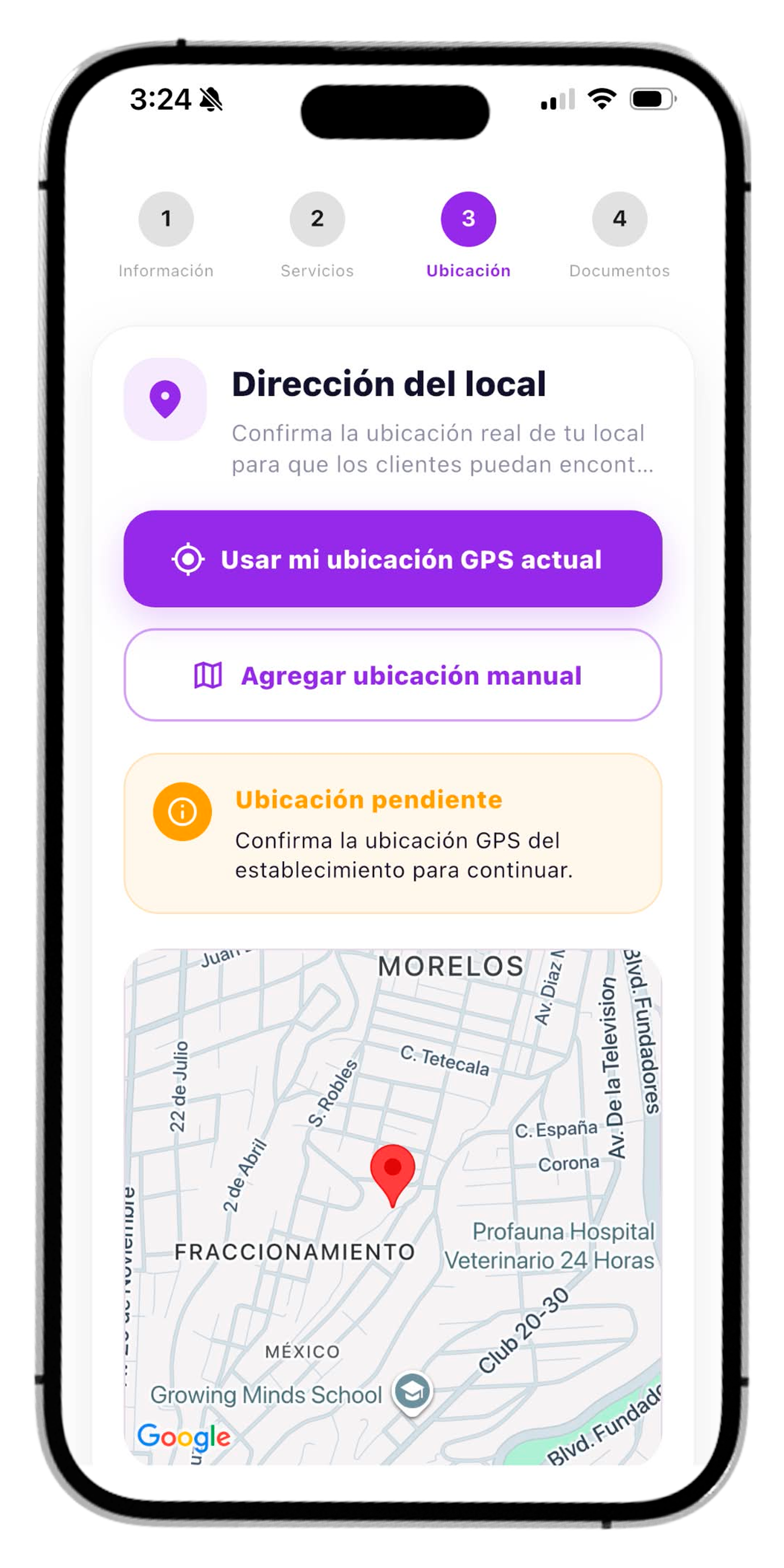 Configuración de ubicación, cobertura y horarios para proveedores en venVoy